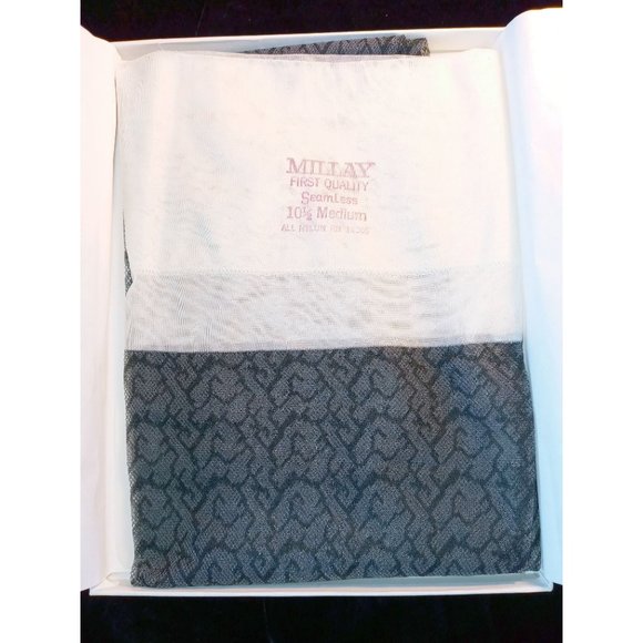 Vintage Accessories - Vintage Thigh High Stockings Hosiery Lingerie by Millay Seamless Size 10 M Nylon